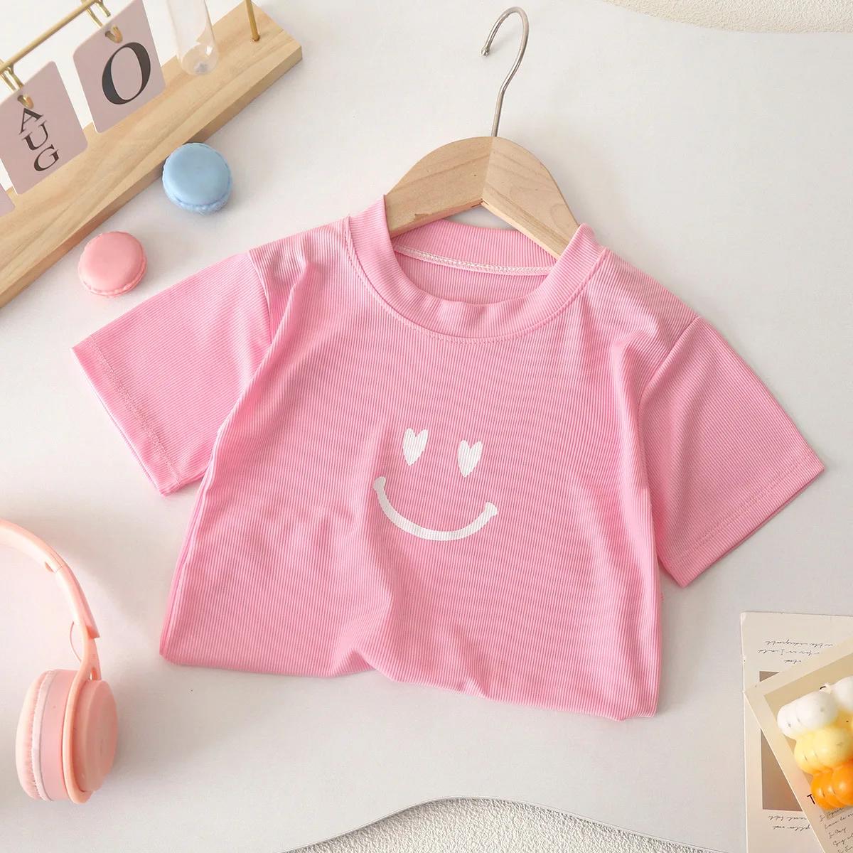 Nouveaux vêtements d'été pour enfants, t-shirt à manches courtes mignon, hauts décontractés pour gar