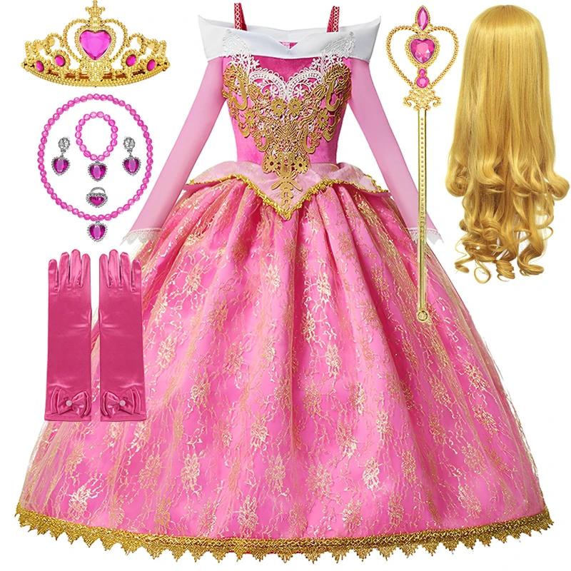 Fille Aurora robe de princesse enfants luxueux Cosplay Costume Rose Rose Briar Rose tenue enfants ca