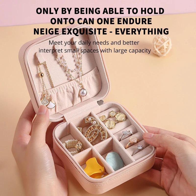 Mini boîte de rangement de bijoux portable pour femmes, étui de rangement pour boucles d'oreilles et