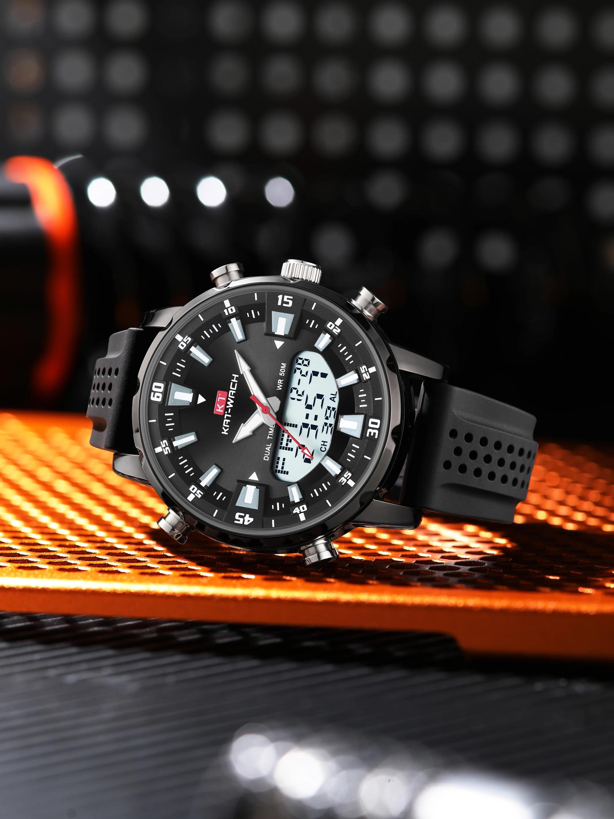 Kat-Wach-Montre à quartz étanche pour homme, originale, automatique, de haute qualité, noire, cadeau