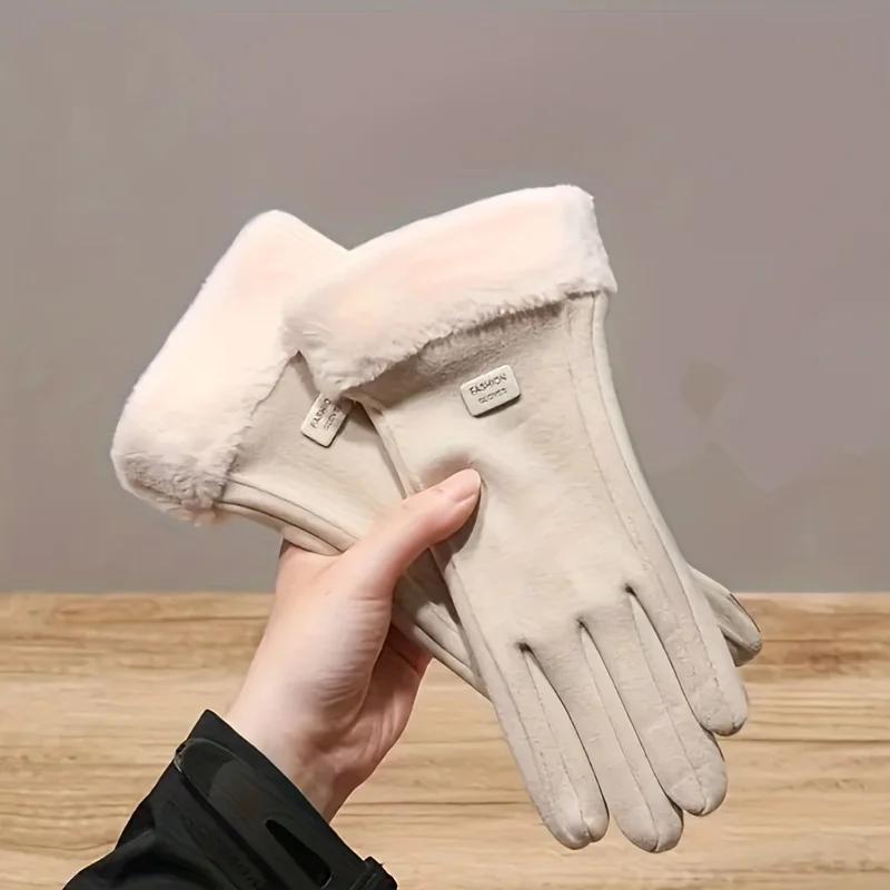 Gants d'hiver chauds pour femmes, compatibles avec les écrans tactiles, doublés de peluche, épais, p