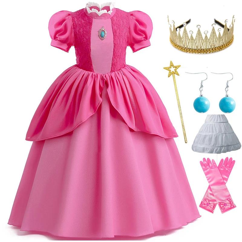 Robe princesse en mousseline de soie et dentelle pour filles, cosplay, robes de soirée éducatives, c