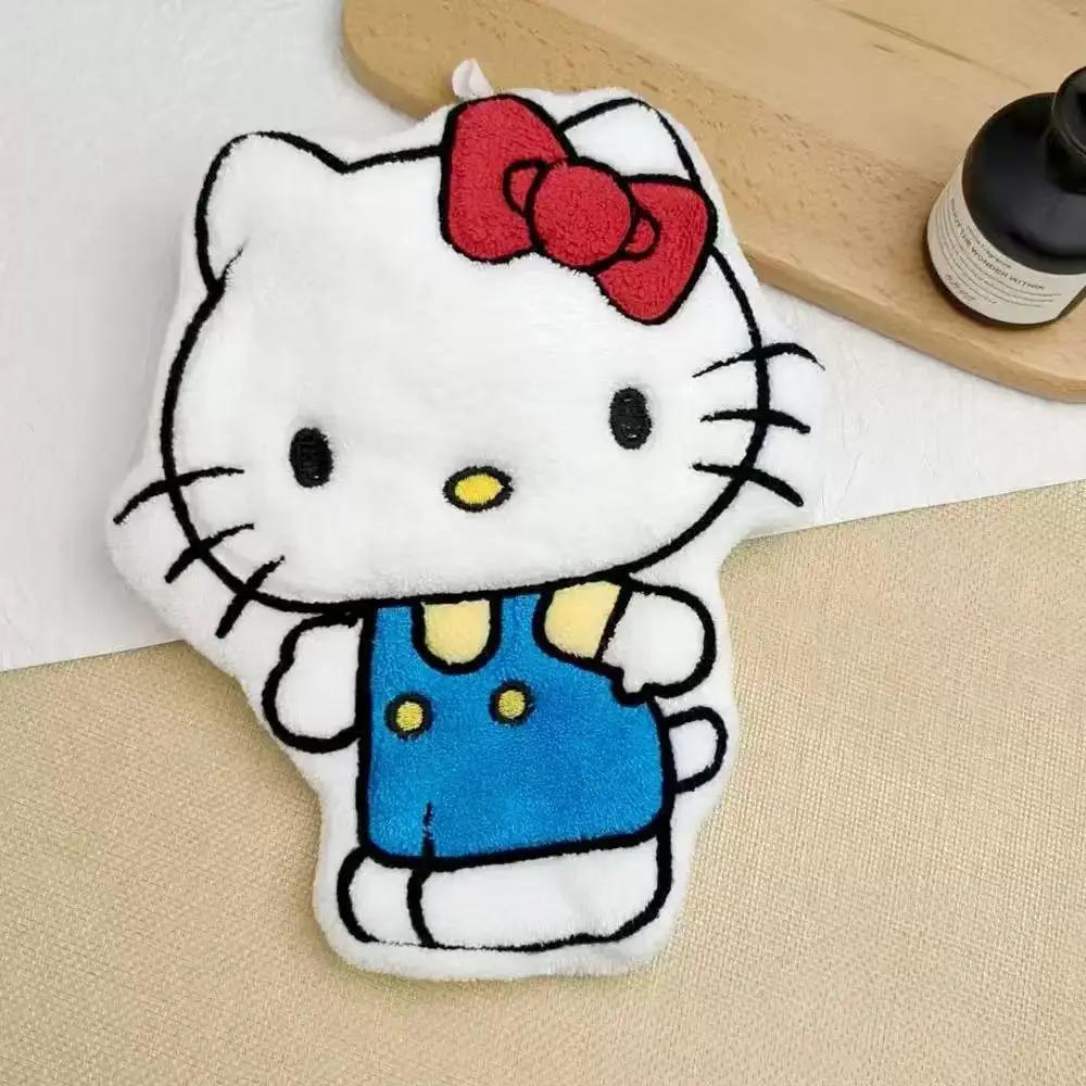 Serviette à main Sanrio Hello Kitty en velours corail, absorbante, à suspendre, petite serviette mig