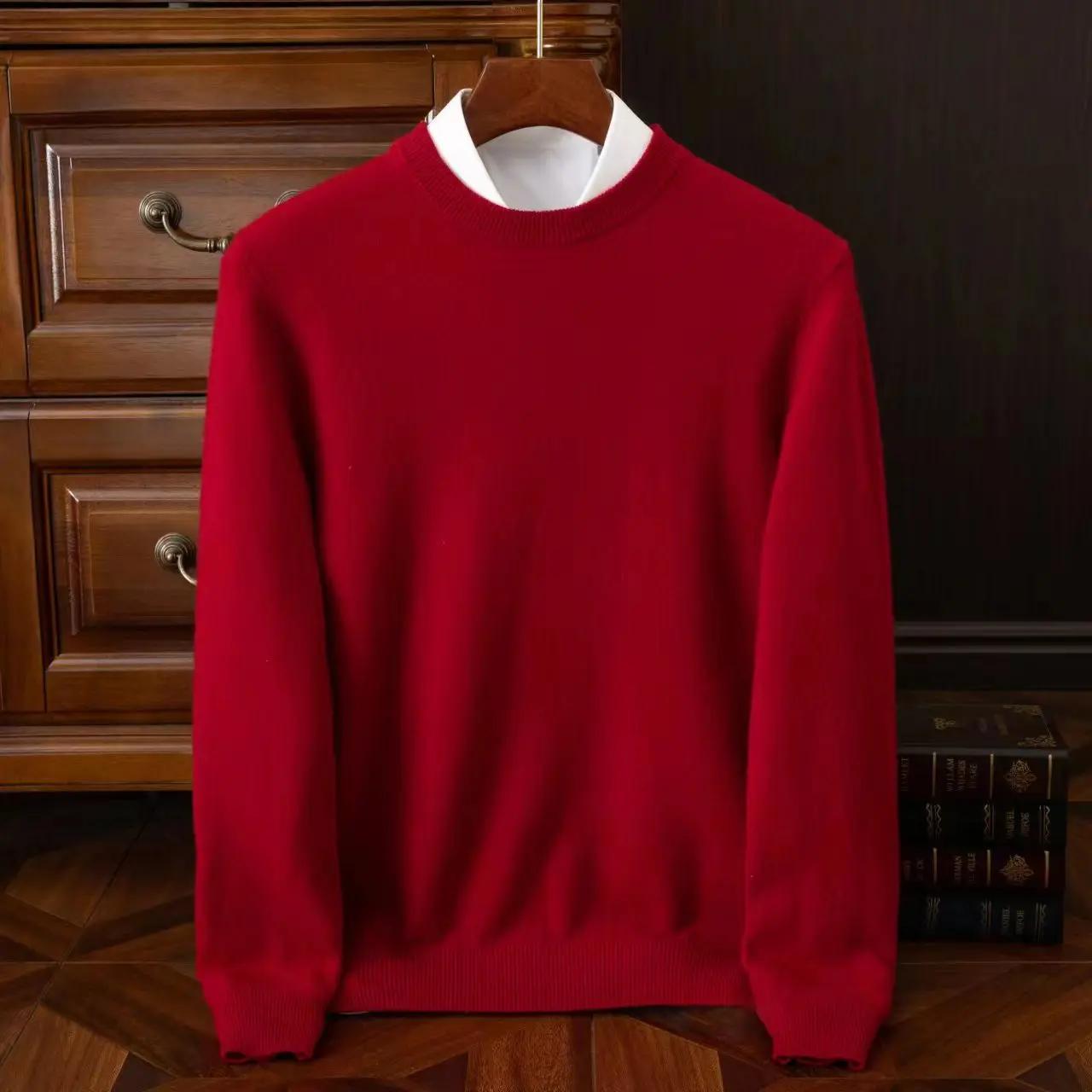 2025 pull en cachemire col rond pulls hommes ample surdimensionné M-3XL tricoté bas chemise automne 