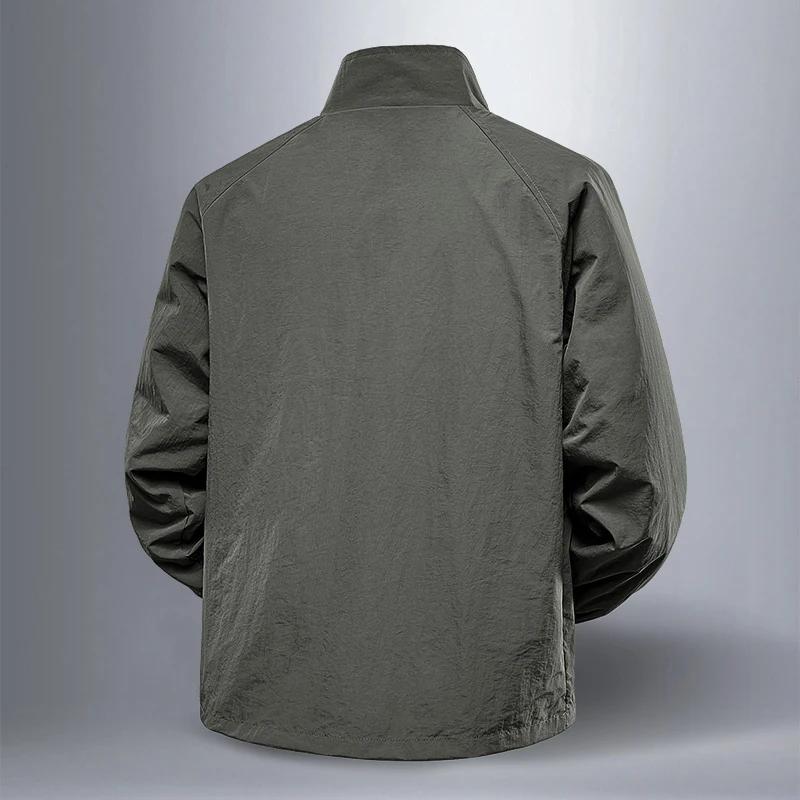 Printemps automne hommes veste décontracté en plein air col montant fermeture éclair coupe-vent impe