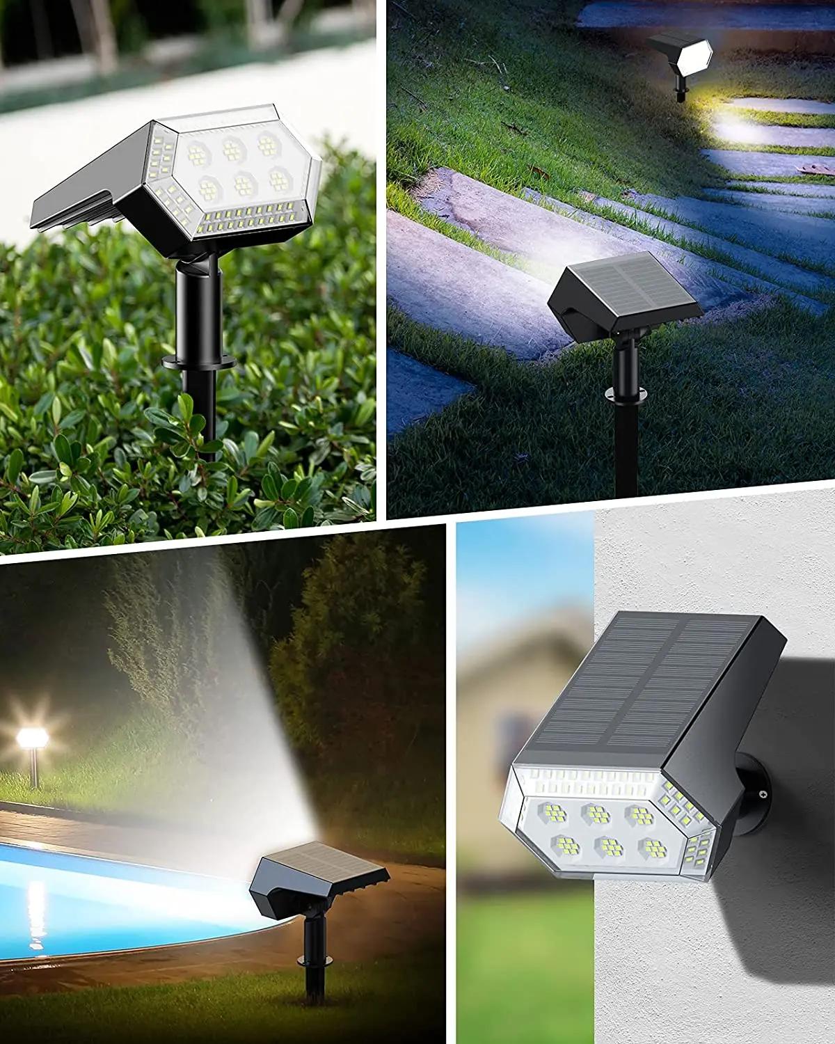 108 LED lumières solaires extérieures spots solaires projecteurs de paysage 92 LED réglable décorati