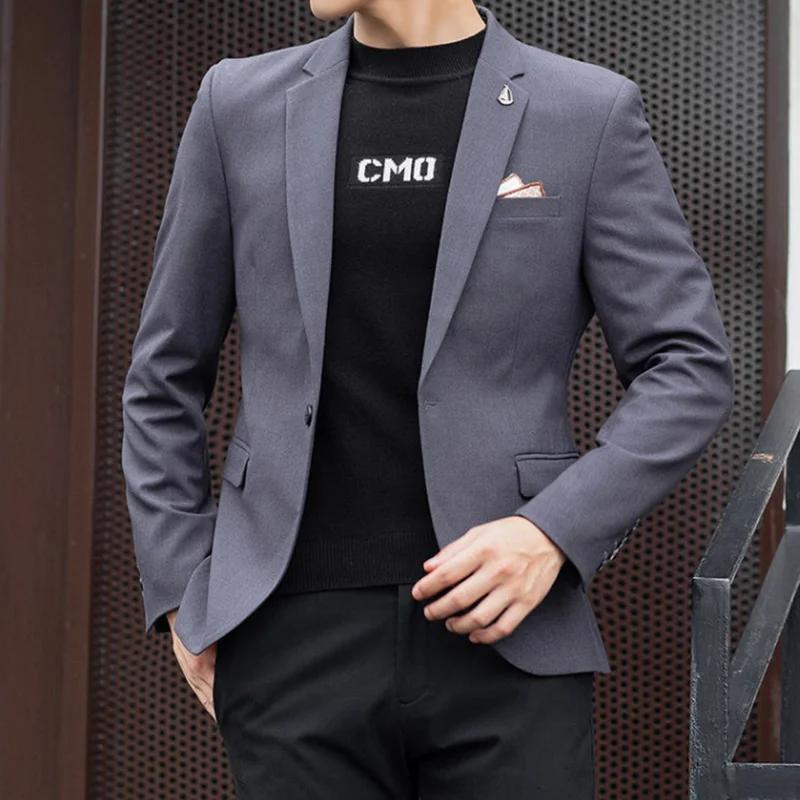 2025 Slim Fit mode costumes M-4XL haute qualité britannique décontracté couleur unie petit costume p