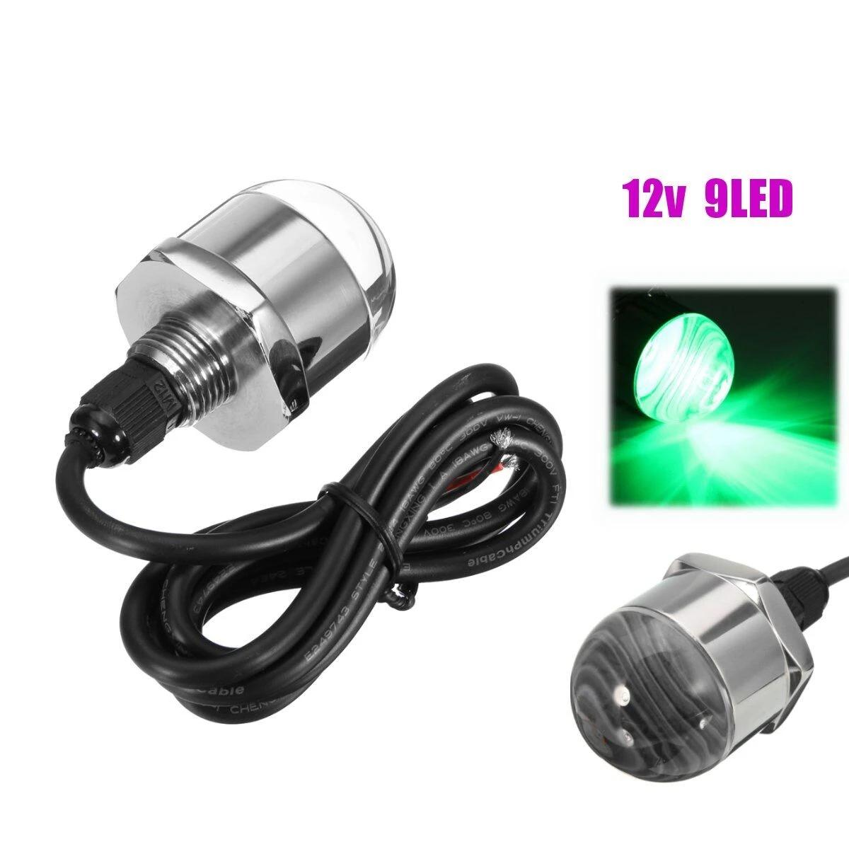 9 LED de vidange 12V 1/2 pouces, en acier inoxydable M12 x 1.25, lumière sous-Marine pour bateau, bl