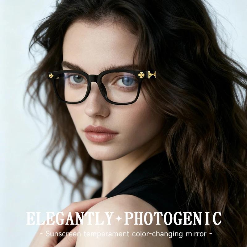 Nouvelles lunettes anti-lumière bleue pour femmes 2026, monture surdimensionnée avec strass, protect