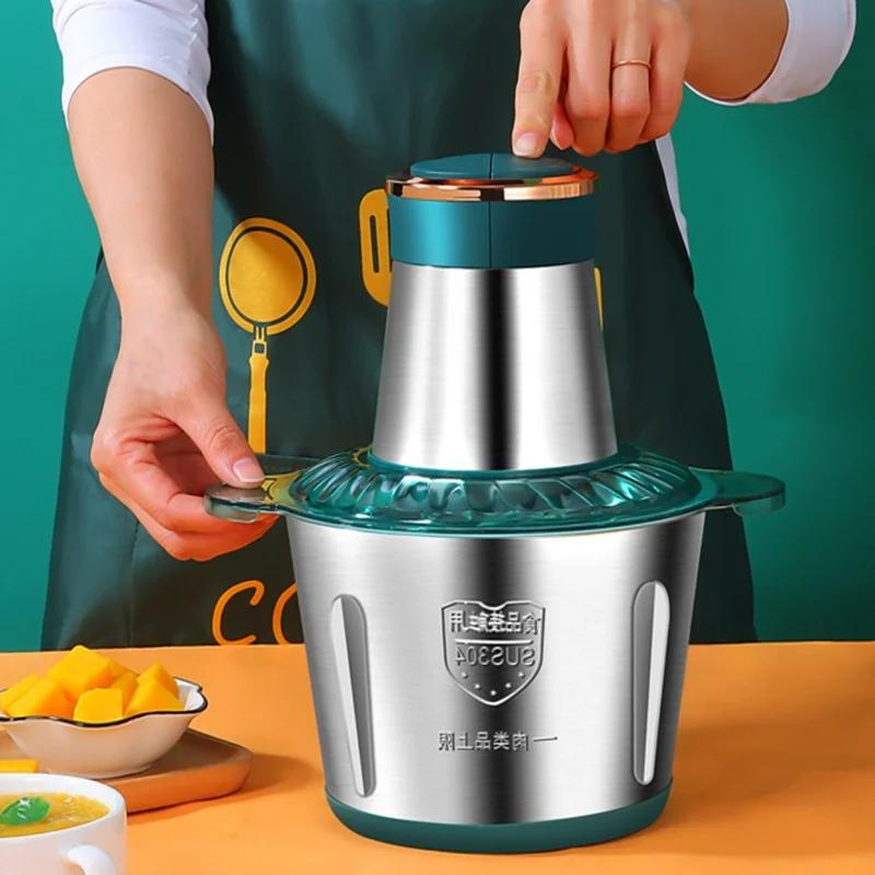 Hachoir Électrique 2L/3L en Acier Inoxydable, Robot Culinaire, Hachoir à Viande, Hachoir à Légumes, 