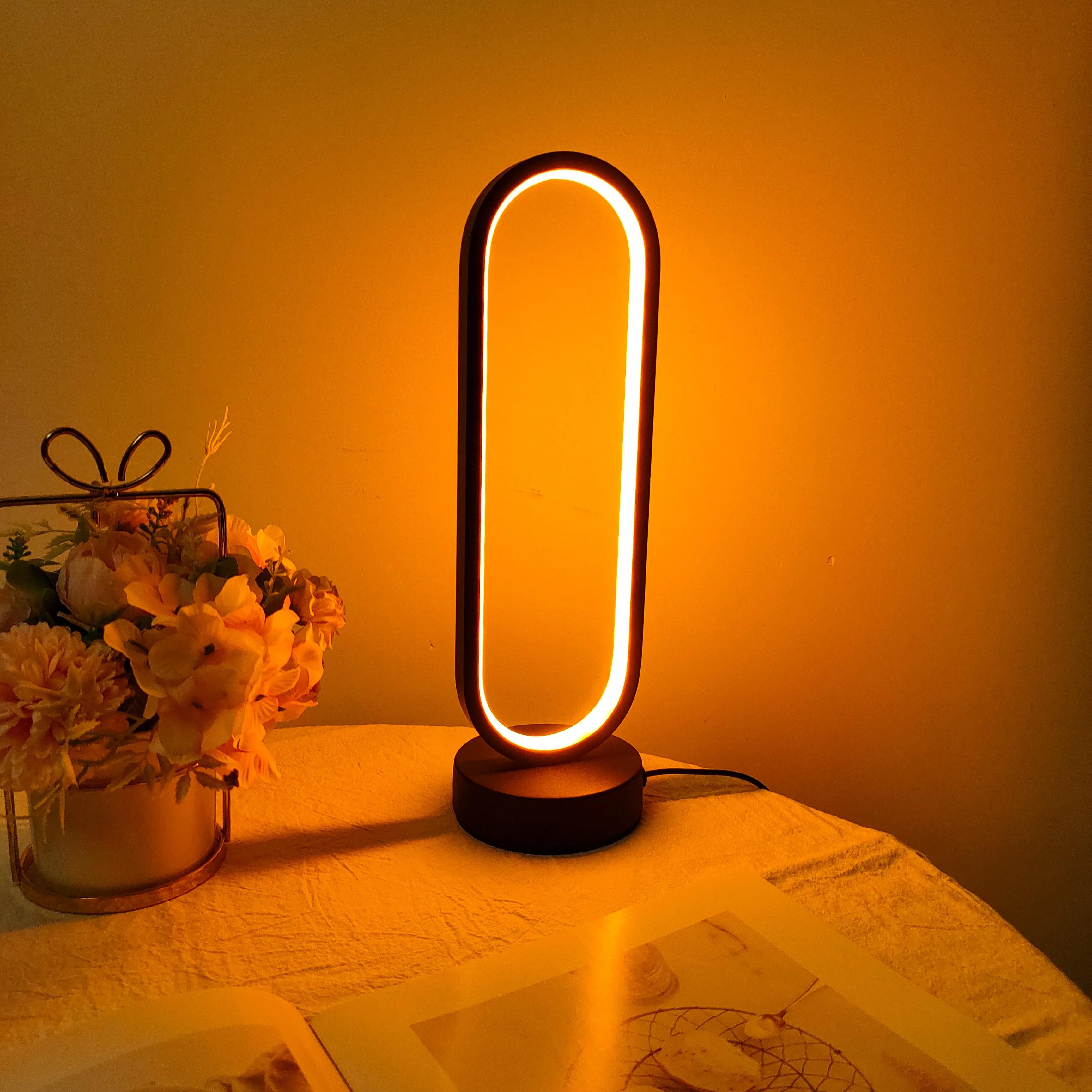1PC lampe chambre anneau lampe salon trois couleurs gradation lampe de chevet LED veilleuse