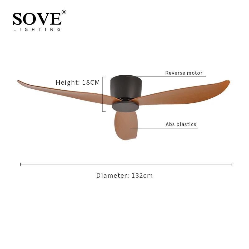 Ventilateur de Plafond LED Moderne Sans Lumières, Moteur DC, 6 Vitesses, Synchronisation, Sol Bas, L