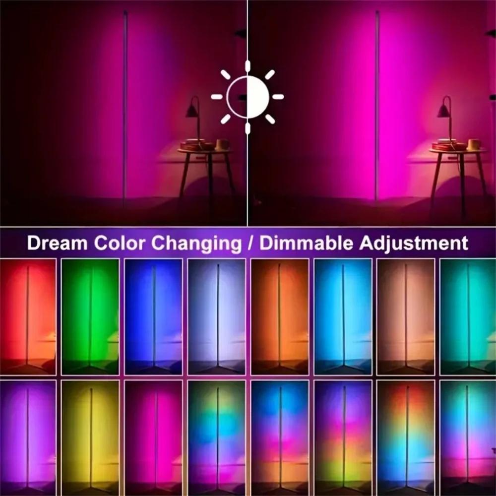 Lampadaire LED RVB, lampe d'angle LED fonctionne lampadaire moderne intelligent avec synchronisation