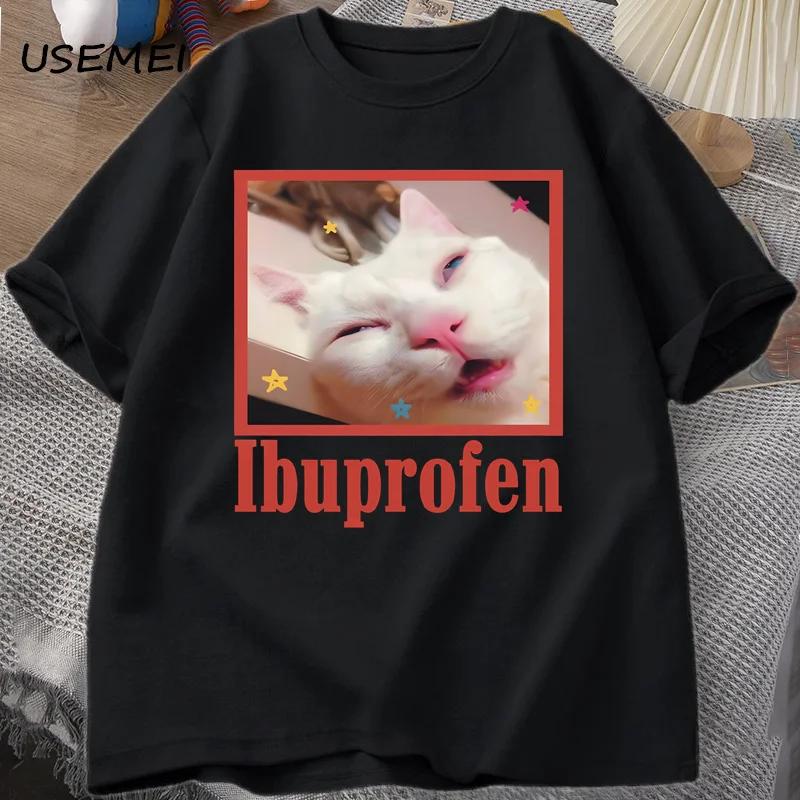 Ibuprofen chat Meme T-Shirt drôle chat graphique T-Shirt mignon chat amant coton T-Shirt décontracté
