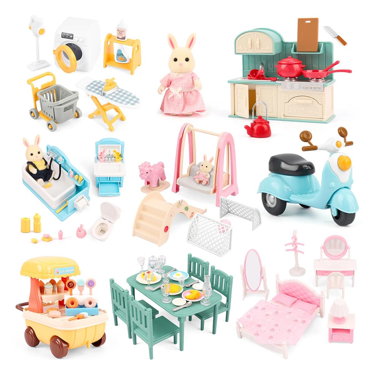 Meubles miniatures forêt, cuisine familiale, jouet, Table à manger, accessoires pour maison de poupé