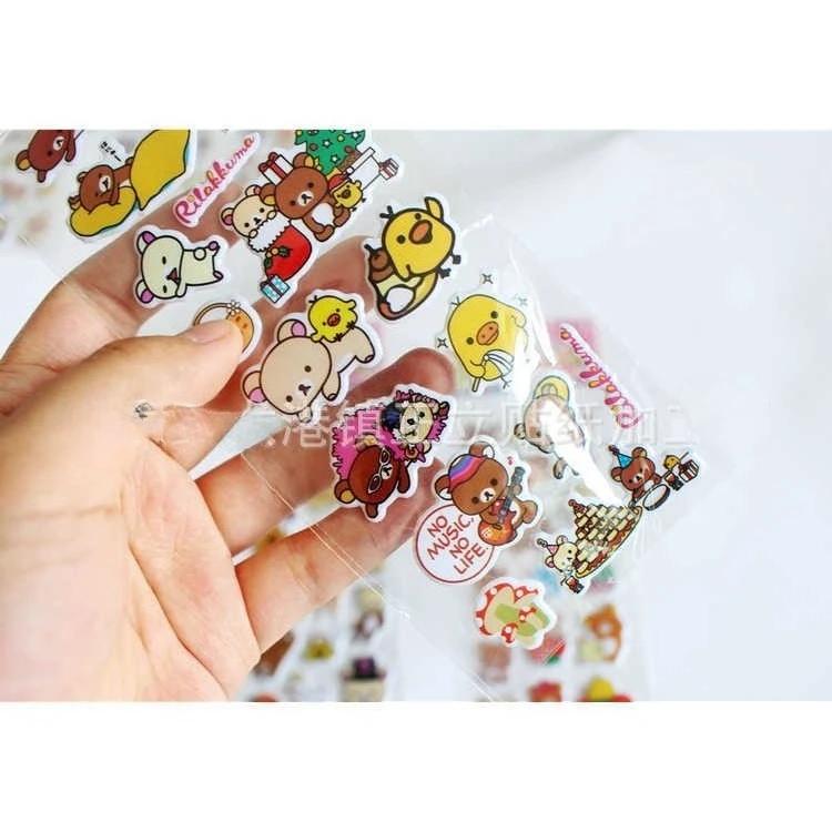 12 feuilles dessin animé Rilakkuma bulle autocollants Kawaii Anime tridimensionnel 3D gonflé en vrac