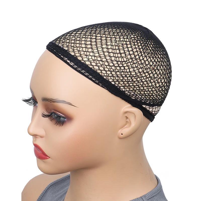 Filet à cheveux noir en maille extensible, dôme tissé, chapeau, filet de perruque, casquette en mail