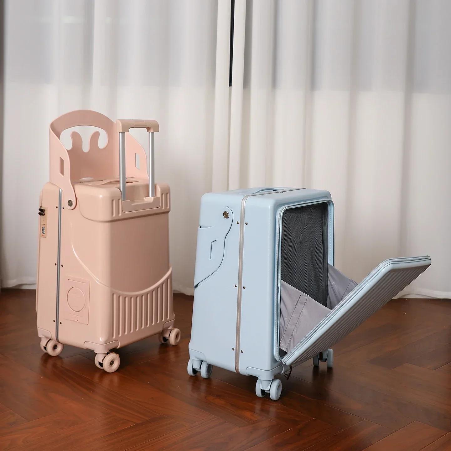 Bagage maman pour promenades avec les enfants, valise trolley parent-enfant de type poussoir, bagage