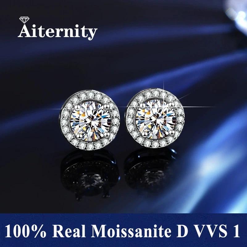 D VVS1 Moissanite boucles d'oreilles pour femmes passer diamant testeur stylo S925 platine placage M