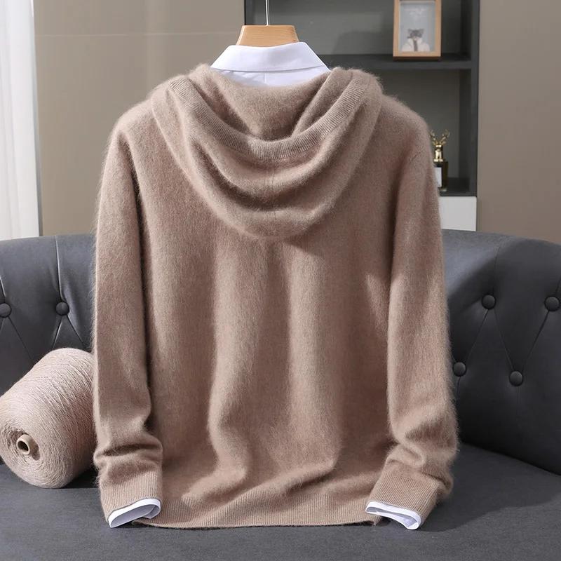 Vêtements pour hommes: pull tricoté en cachemire de vison pur 100%, pull à capuche décontracté et am