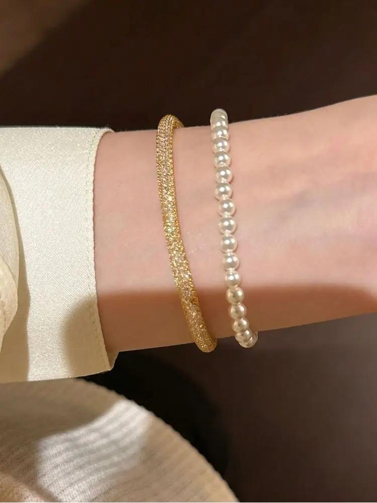 Bracelet en argent Sterling 925 pour femmes, sac d'argent doré Simple, à la mode, fête d'anniversair