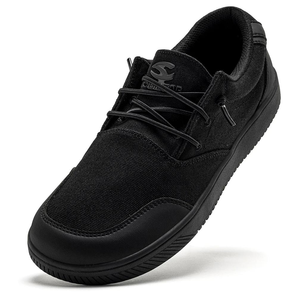 HOBIBEAR Chaussures unisexes style mocassins pieds nus, en toile, à bout large, légères, antidérapan