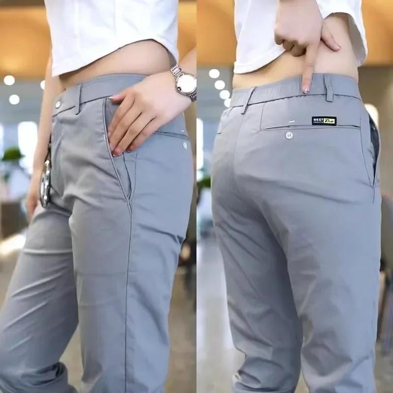 Pantalon de Golf en soie glacée pour hommes, mi-poids, décontracté, pantalon de sport, Design Simple