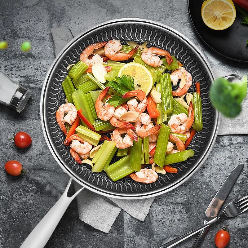 Poêle à frire en acier inoxydable 316l, poêle domestique à fond plat, poêle à Steak et à œufs, cuisi