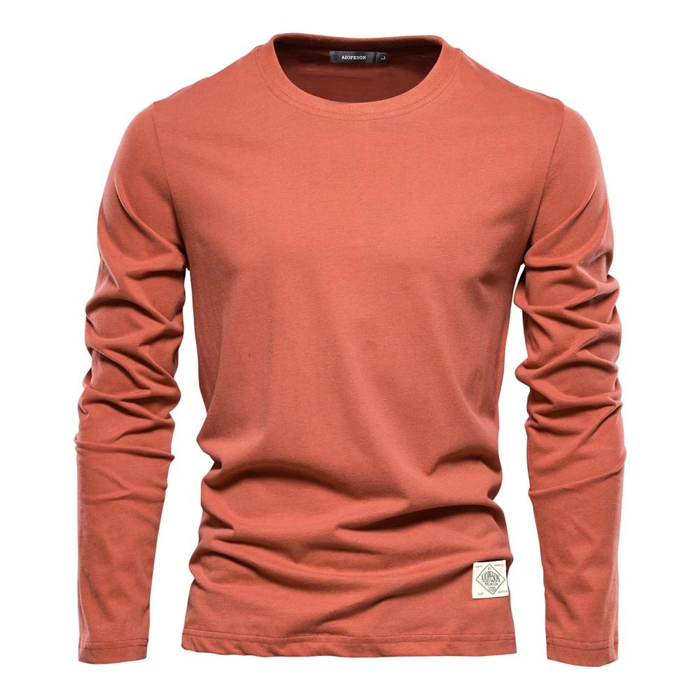100% Coton t-shirt à manches longues pour hommes T-shirts décontractés pour hommes à printemps solid