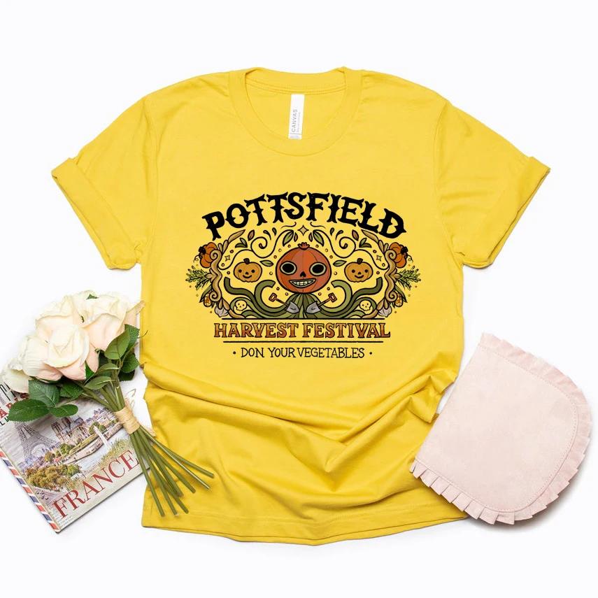Pottsfield – T-shirt d'halloween au mur de jardin, image Vintage de Festival de récolte, citrouille