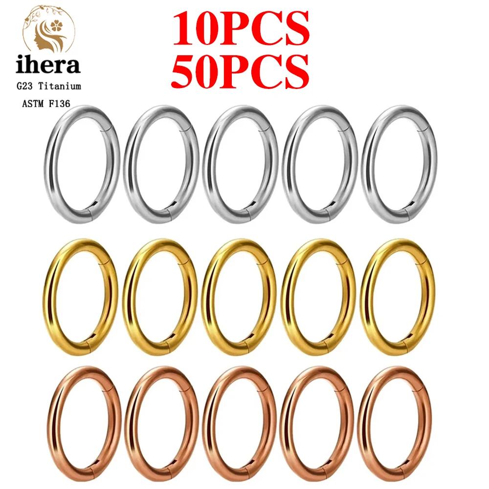 Lot de 10/50 anneaux de nez en titane G23 pour femme, bijoux de piercing, boucles d'oreilles rondes,