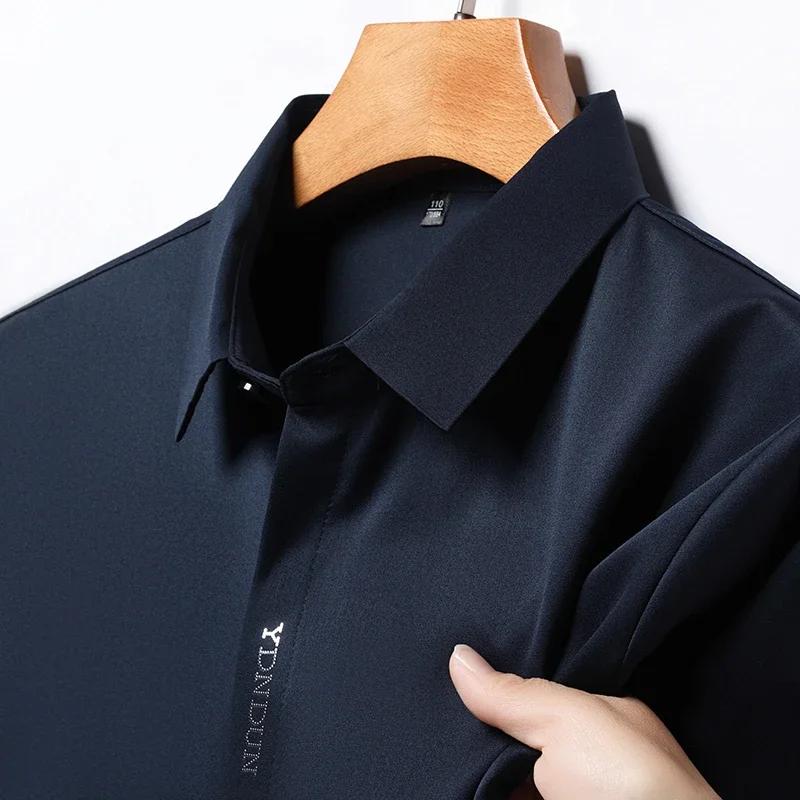Chemise d'affaires déformable à manches courtes pour hommes, haut décontracté, document solide, conf