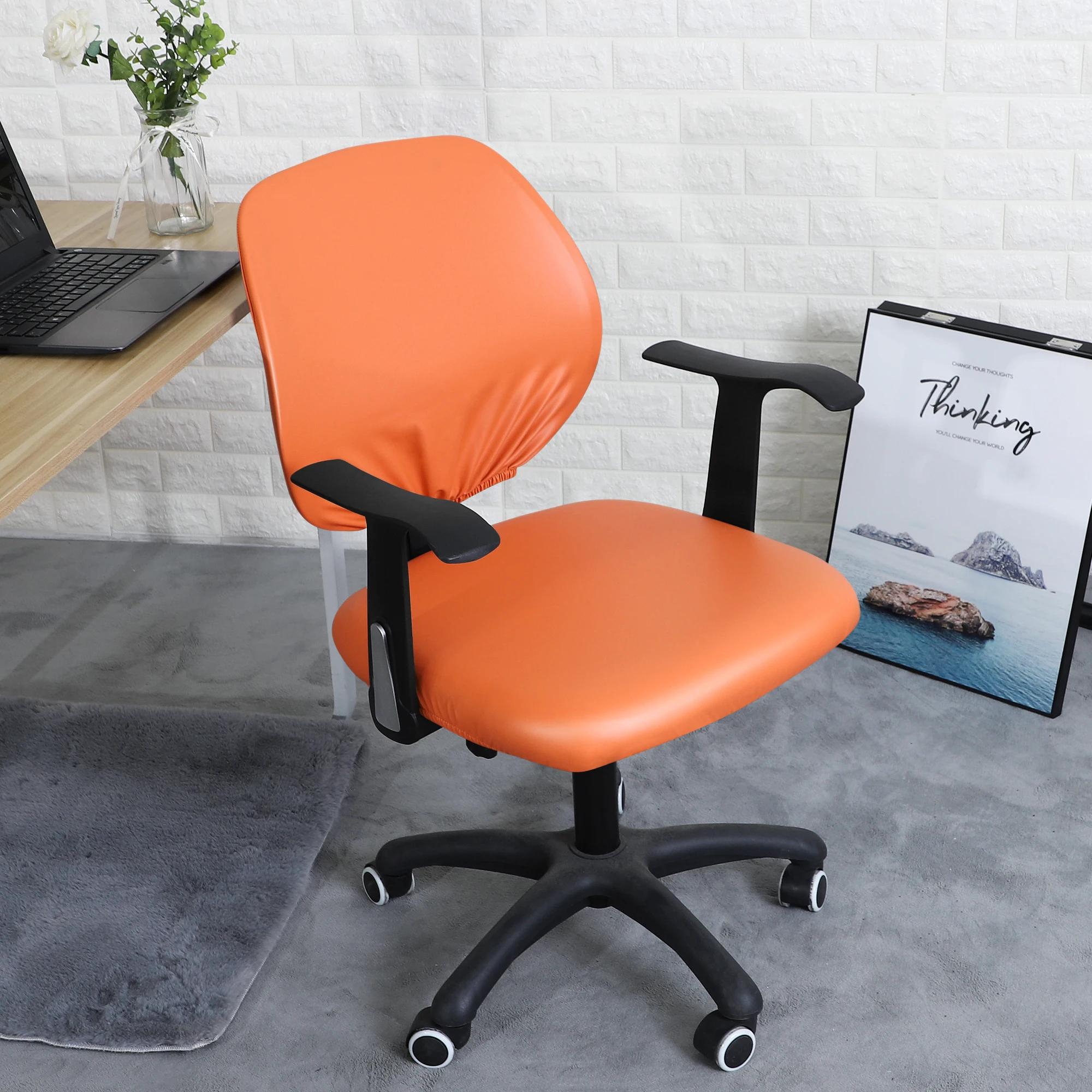 Housses de chaise fendues de bureau imperméables en PU, housse de chaise d'ordinateur solide, protec