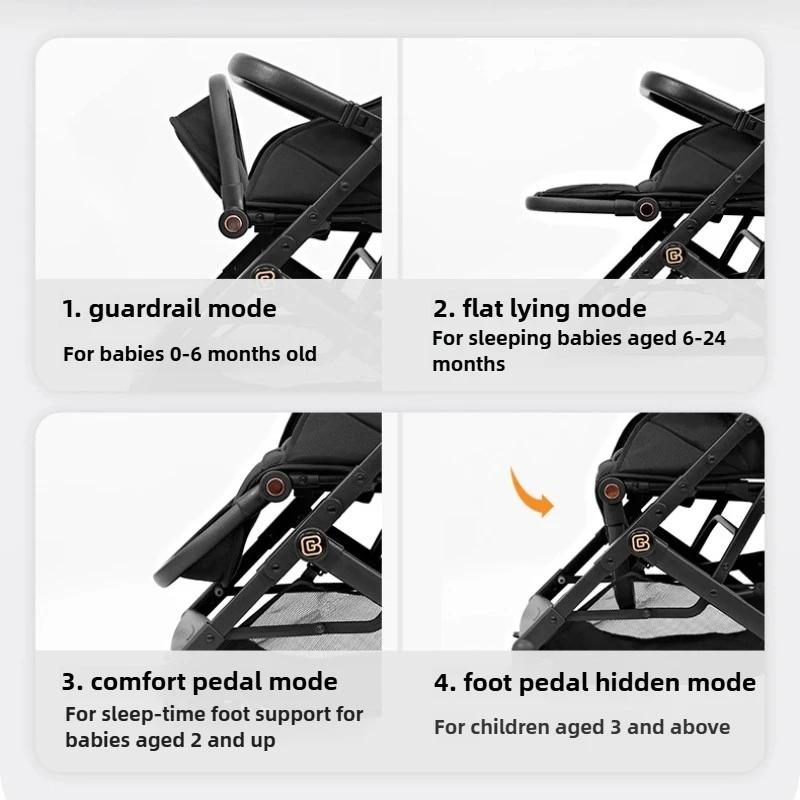 Poussette double détachable pour bébé, légère, haute vue, assise et couchée bidirectionnelle