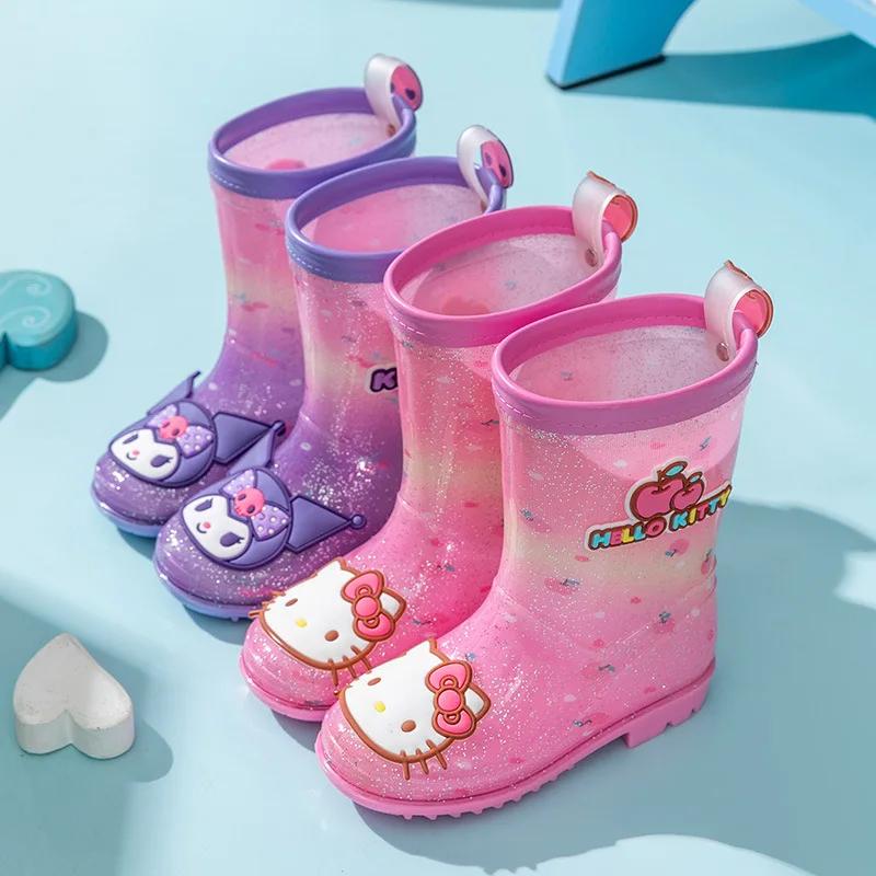 Bottes de pluie pour filles Kuromi Kitty, nouvelle collection Sanrio 2026, chaussures antidérapantes