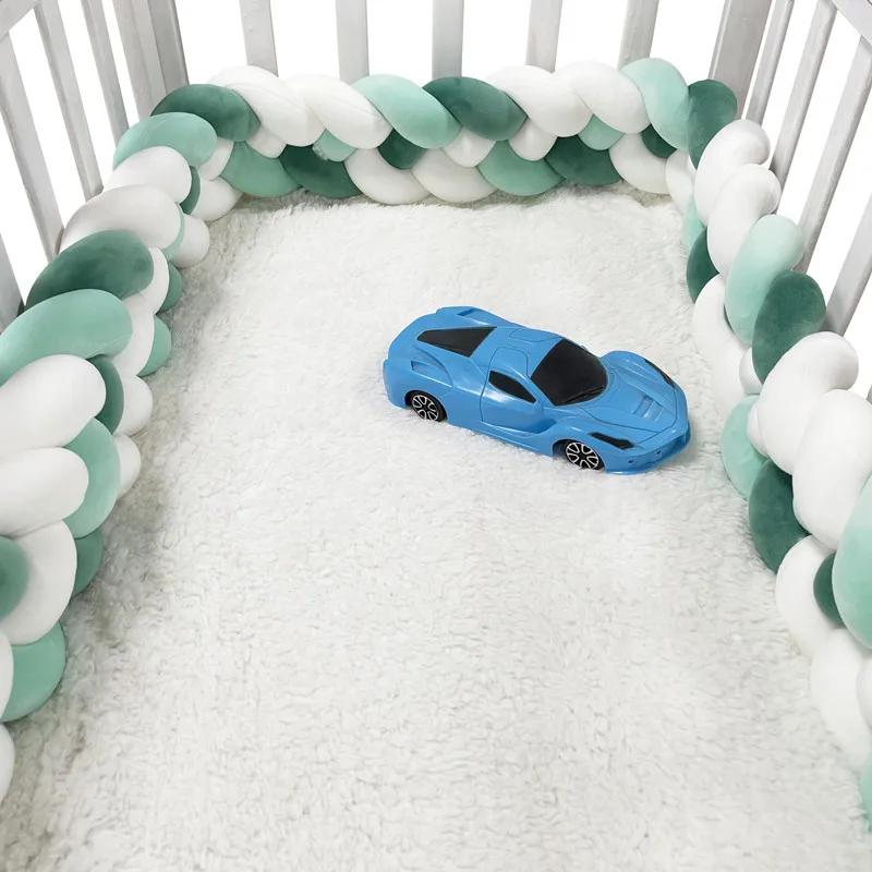 Pare-chocs De berceau Tresse De Lit 4 noués 2-4M, tissu doux pour la peau, décor De chambre De bébé,