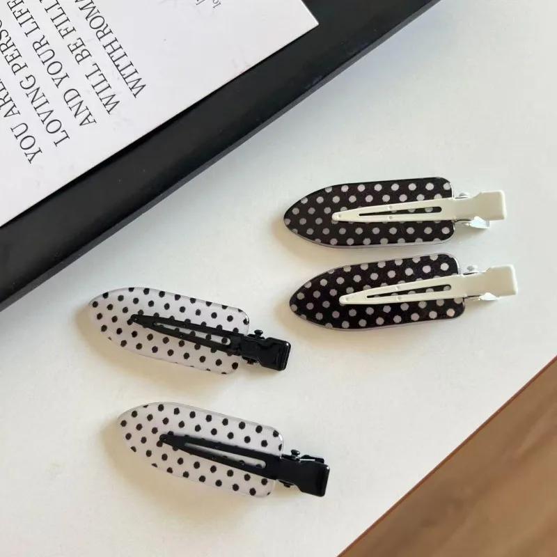 Pinces à cheveux Vintage à pois noirs et blancs, épingles à cheveux à la mode Y2K, Barrettes coréenn