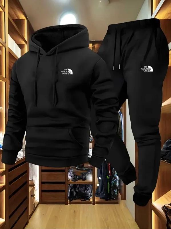 Ensemble décontracté deux pièces pour homme, automne et hiver, sweat-shirt à capuche et pantalon ave