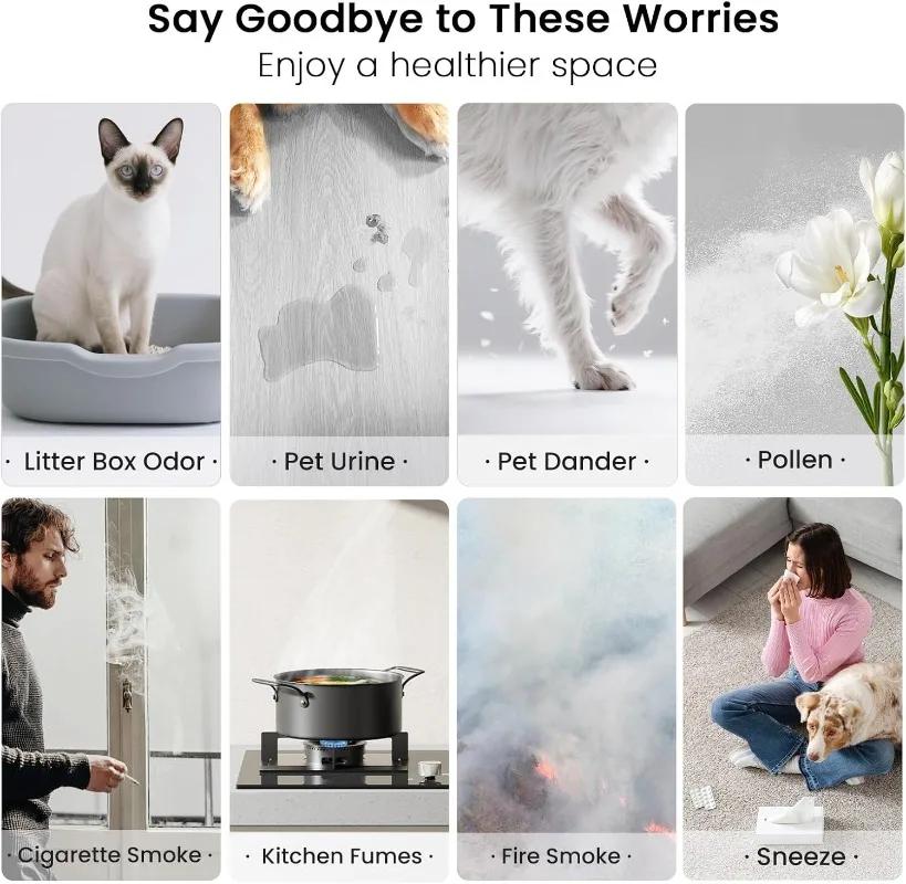 Purificateurs d'air intelligents pour animaux de compagnie pour grandes pièces jusqu'à 2500 pieds, p