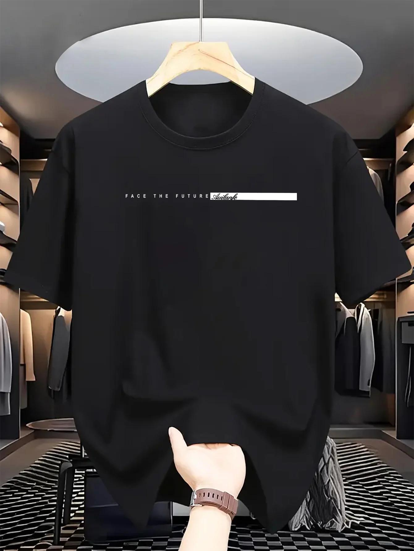 T-shirt à Manches Courtes et Col Rond pour Homme, Haut Décontracté, Coupe Ample, Grande Lettre Impri
