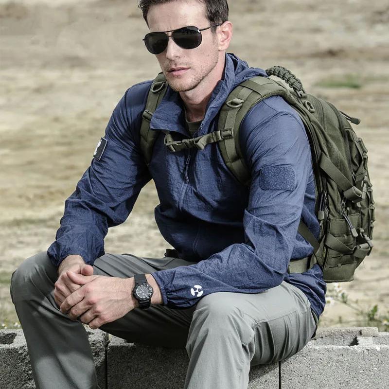 Veste tactique légère d'été pour hommes, coupe-vent à peau fine, imperméable à capuche, séchage rapi