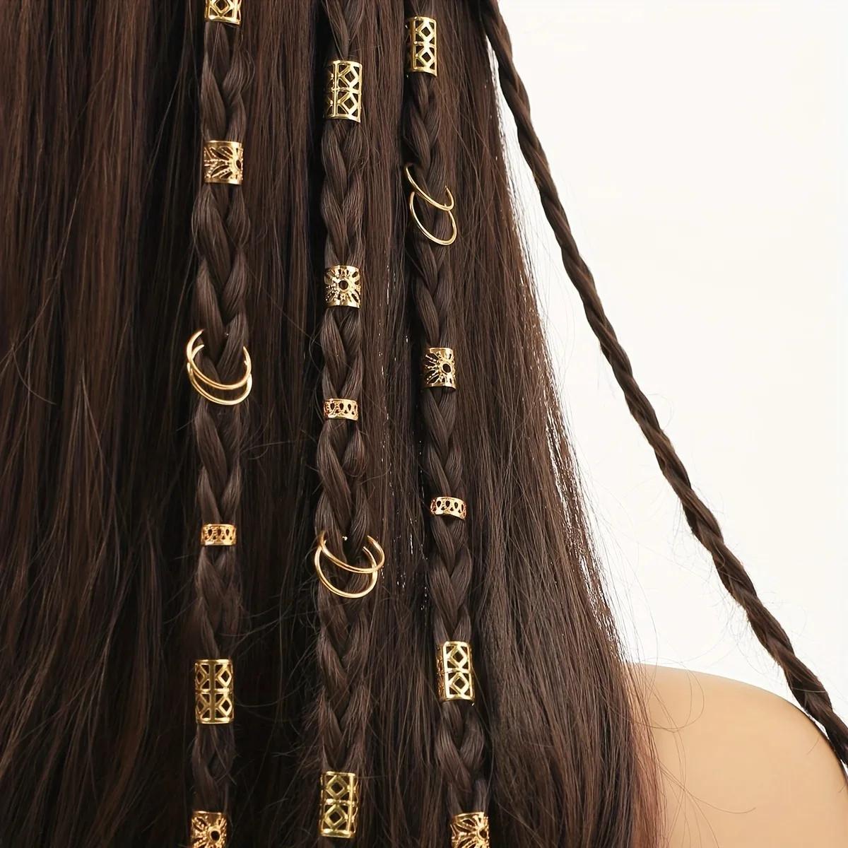 80 pièces anneau de cheveux creux bricolage style de cheveux accessoires de cheveux Loc bijoux de ch