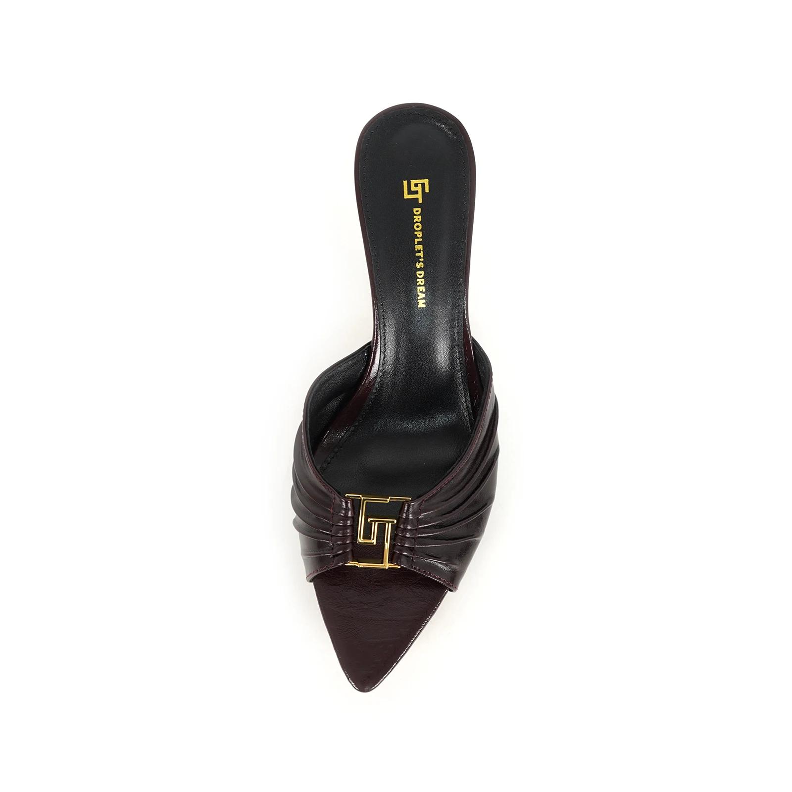 2025 nouvel été loisirs de plein air bout ouvert talons hauts GJ marque 6CM Sexy huile cuir métal bo