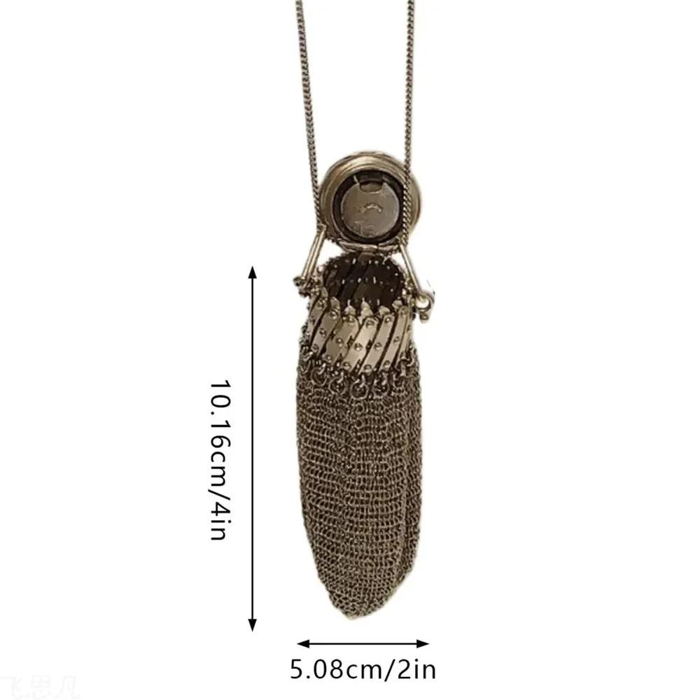 JONail-Porte-monnaie rétractable en acier inoxydable fait à la main, sac à double maille, sac de col
