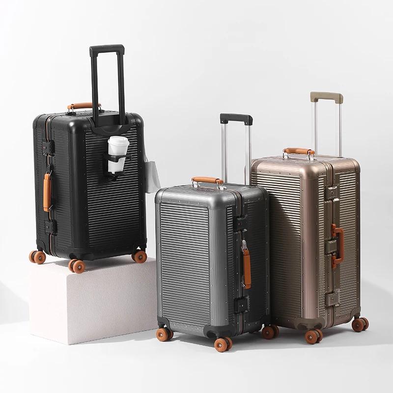 Valise à cadre en aluminium BunnyFly, matériau PC de haute qualité, bagage à roulettes de 20/24/28 p