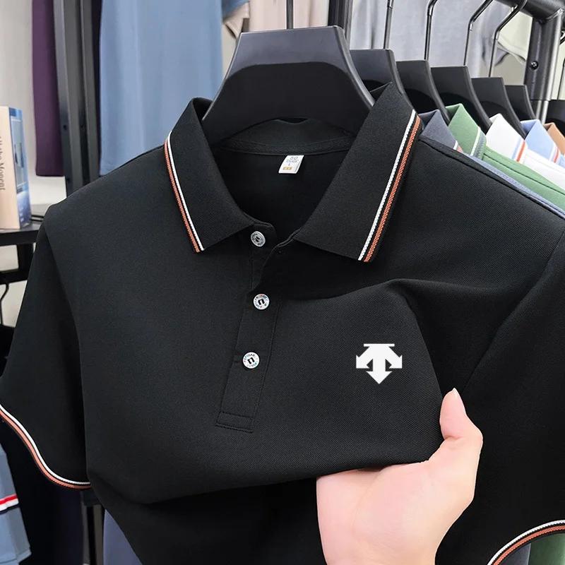 Polo d'été pour homme, couleur unie, respirant, de luxe, décontracté, col classique, t-shirt à manch