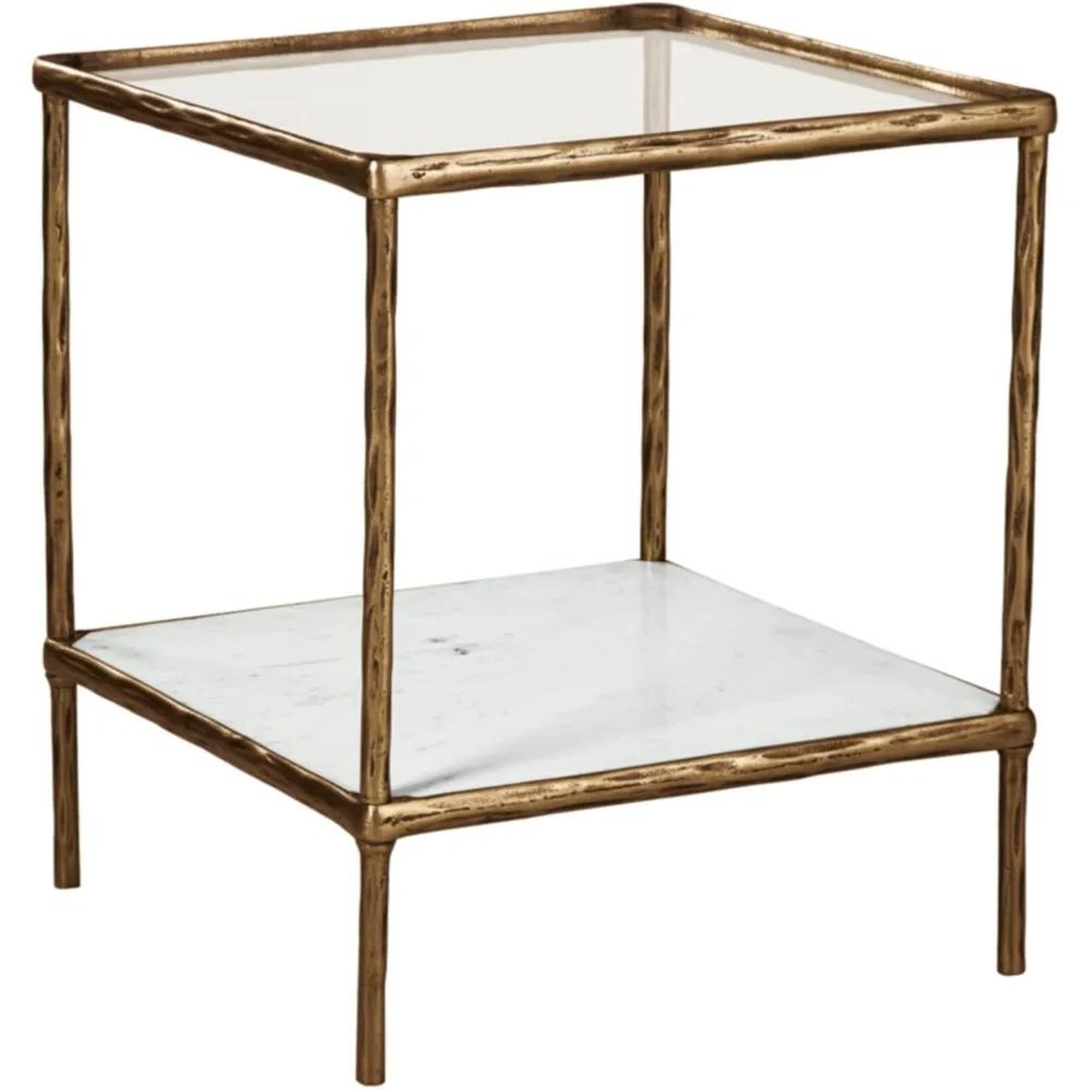 Table d'appoint contemporaine, finition laiton antique 21"P x 21"L x 25"H 53 livres