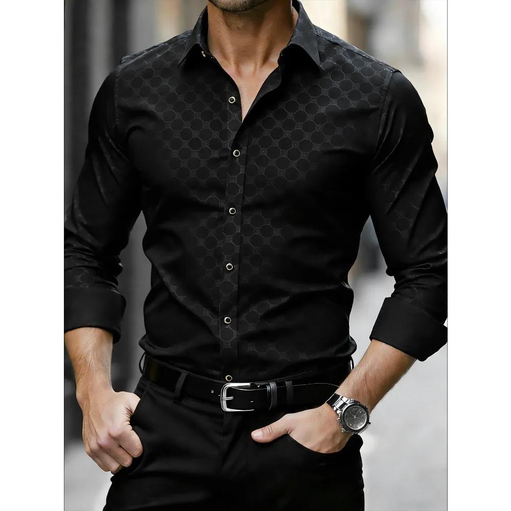 Chemise noire pour homme FGKKS, neuve, élégante, de luxe, à manches longues, décontractée, style occ