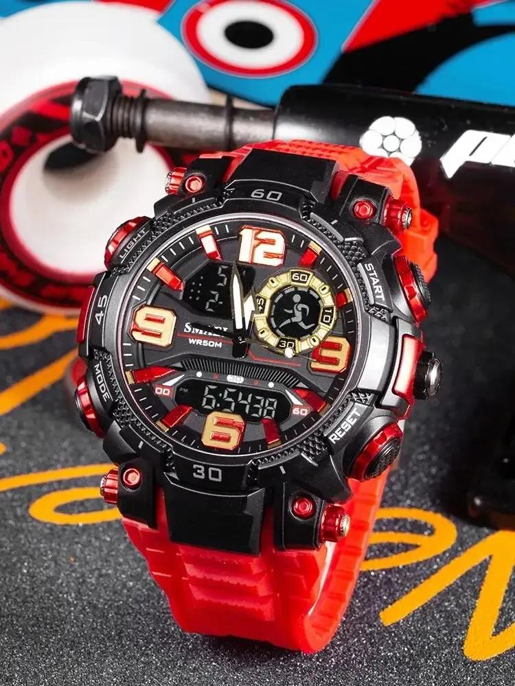 SMAEL-Montre à quartz étanche pour homme, chronomètre, montres LED, horloge masculine, montres de sp