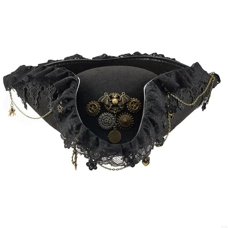 Chapeau Pirate victorien 72XE, équipement d'événement à thème en détresse, chapeau pour mascarades f